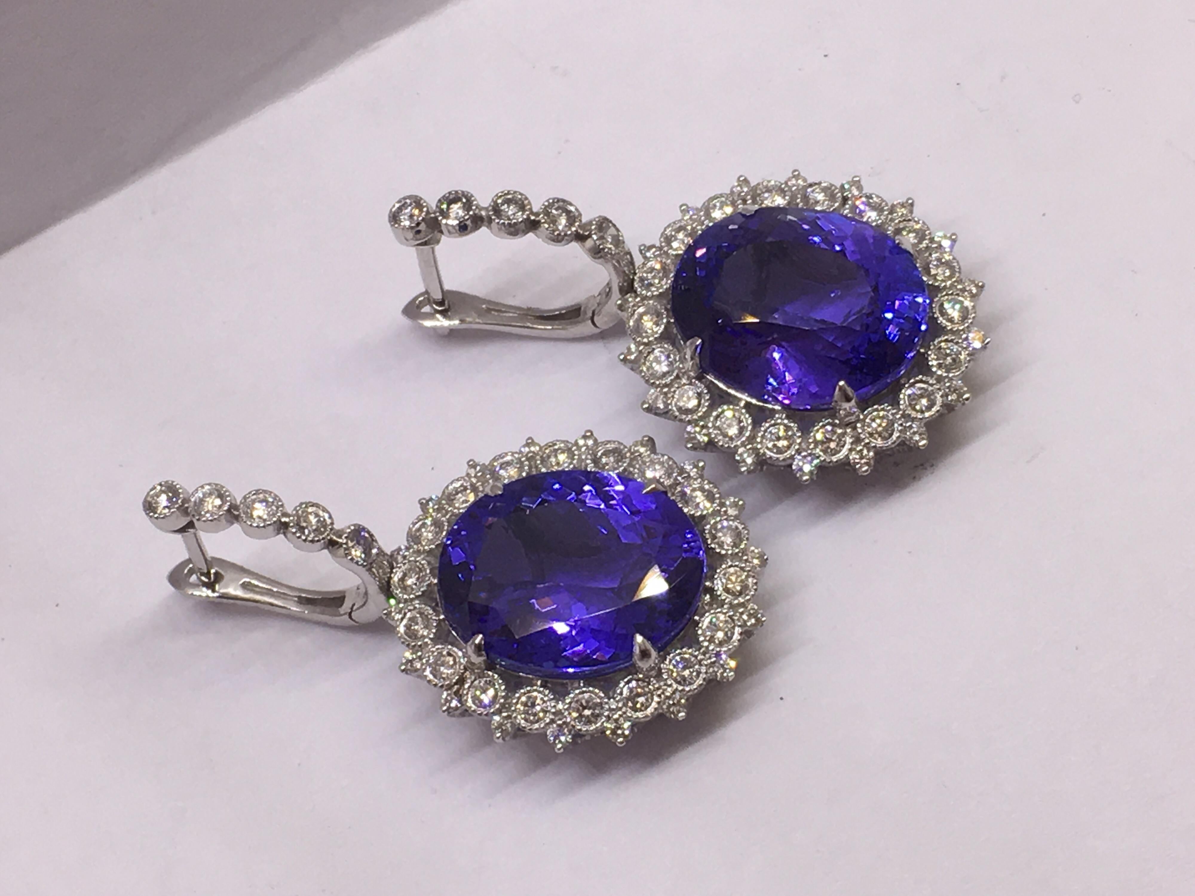 Tanzanite and Diamond Earrings For Sale 1