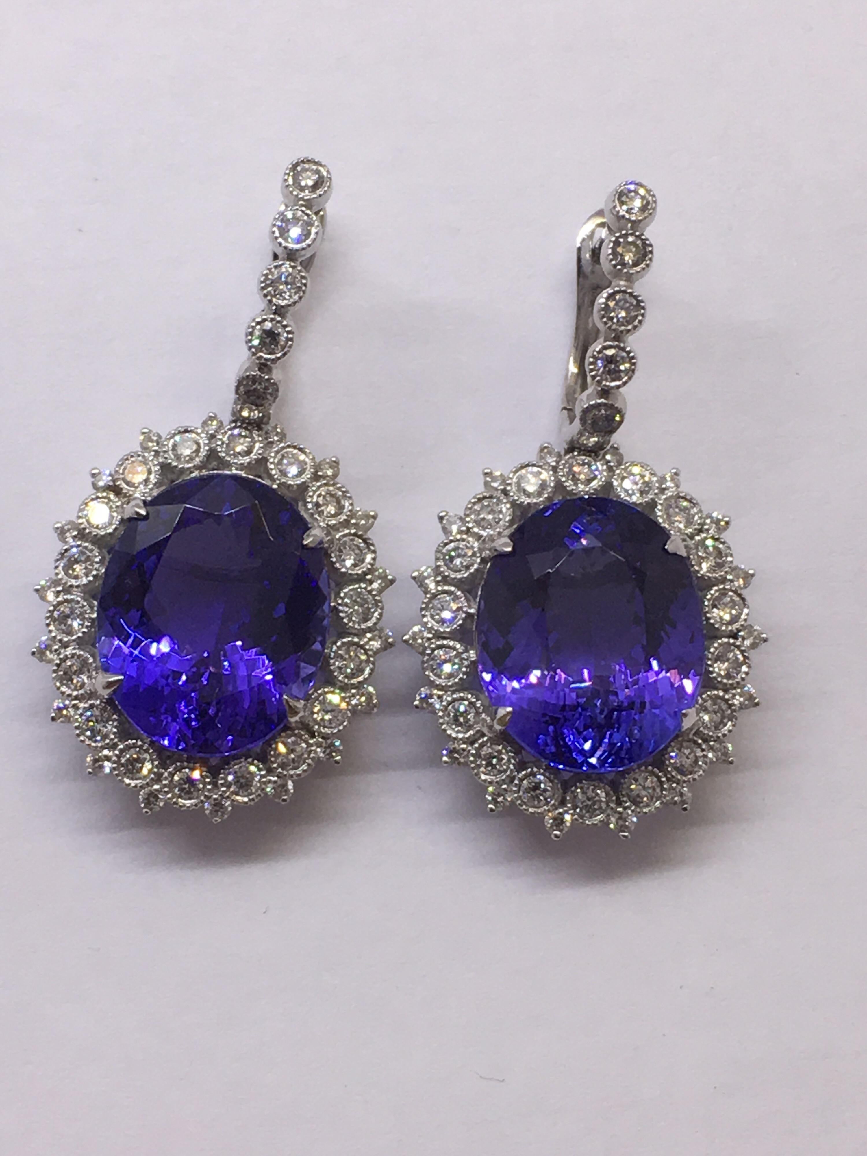 Tanzanite and Diamond Earrings For Sale 2