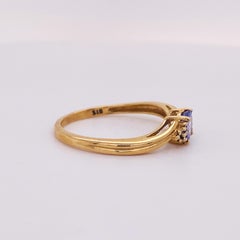 Tanzanite and Diamond Floral Ring 10k Yellow Gold, Blue Flower, 0.35 Carat Tanz
