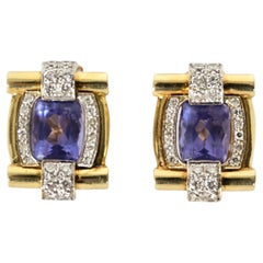 Orecchini in oro con tanzanite e diamanti
