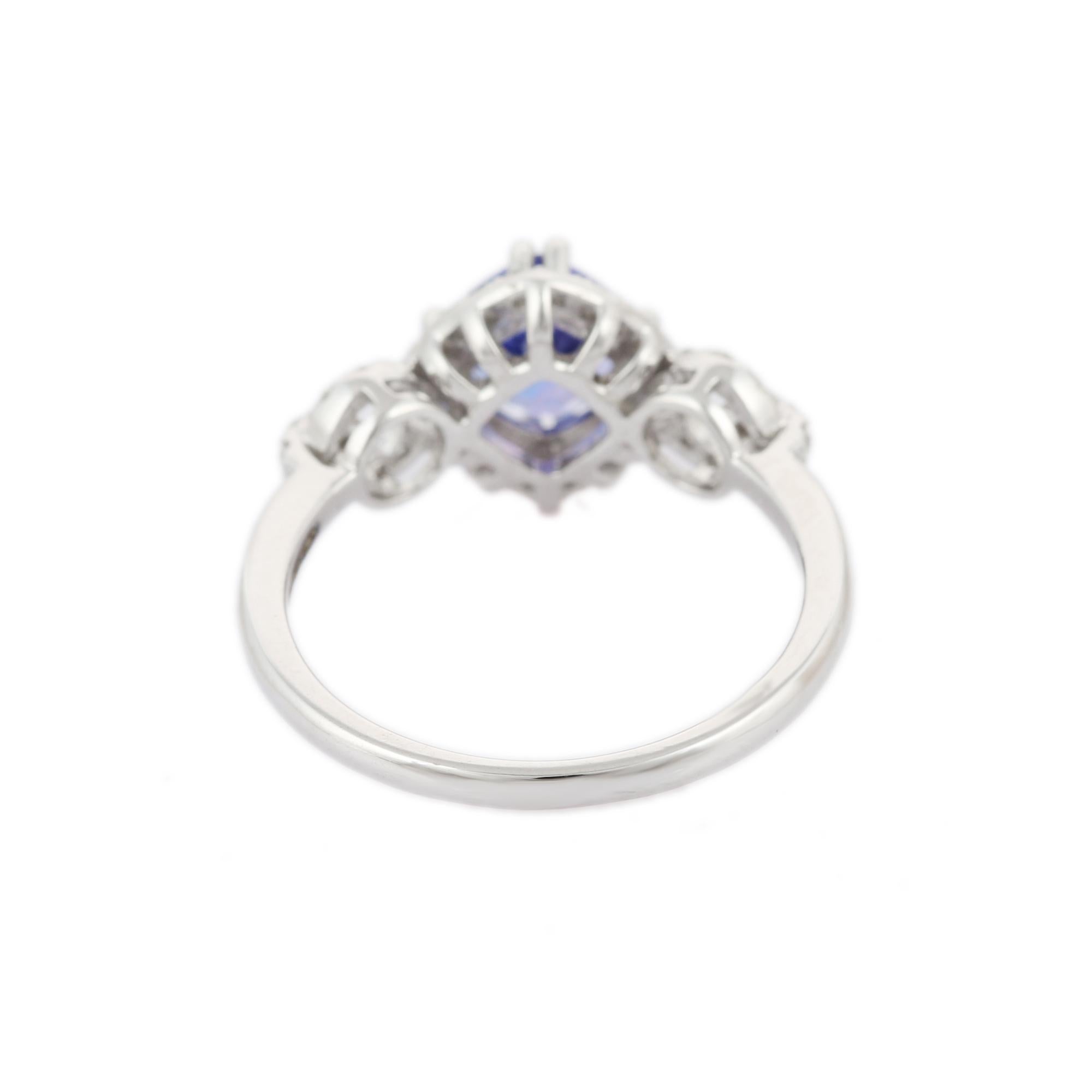 For Sale:  Tanzanite and Diamond Gold Wedding Ring in 18K White Gold 3