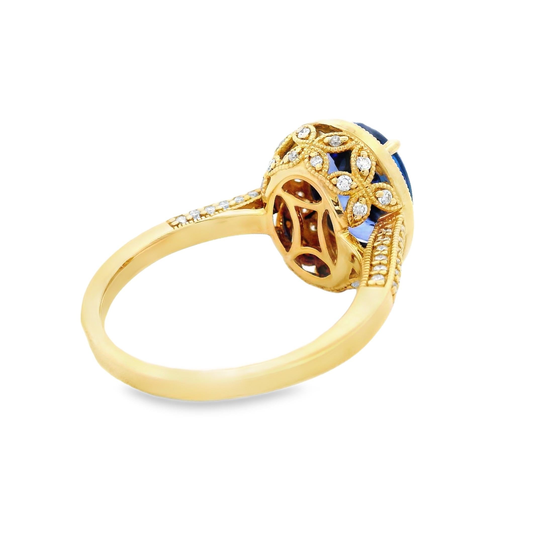 Tanzanite and Diamond Halo Ring, 2.78ct in 14K Yellow Gold Size 7 in vendita 2