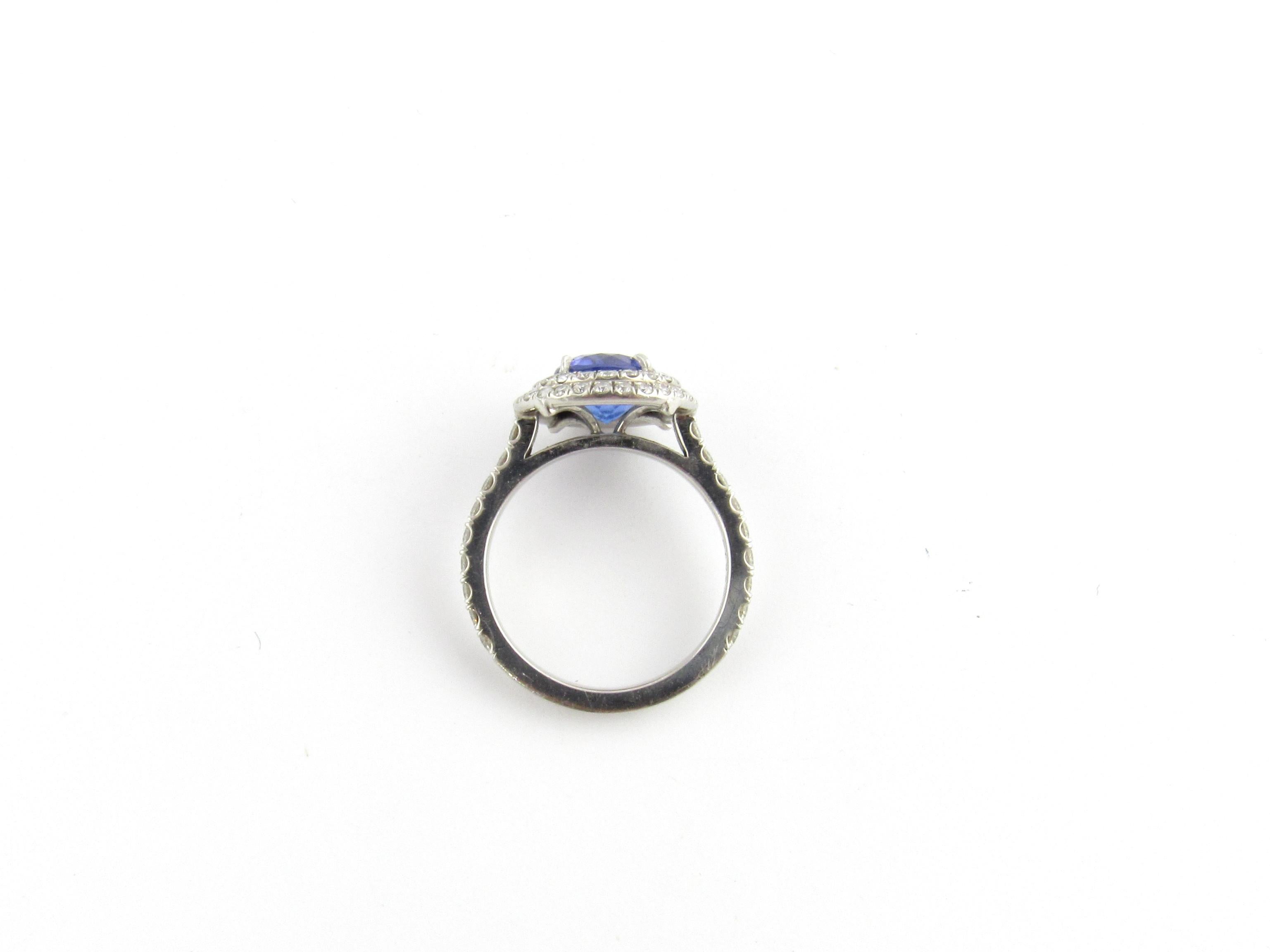Women's or Men's Tanzanite and Diamond Halo Ring