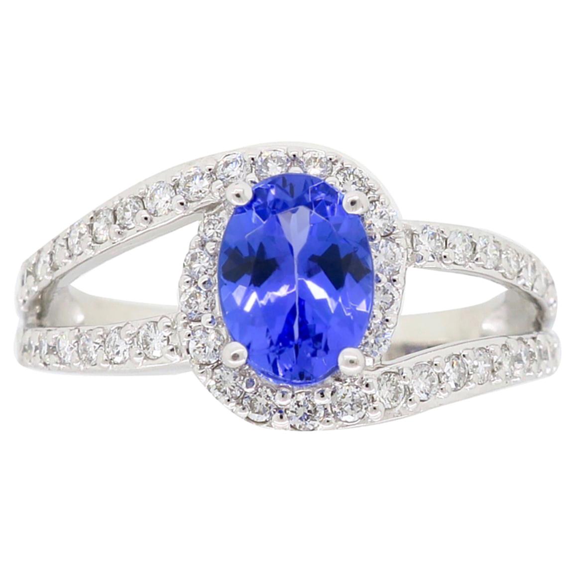 Tanzanite and Diamond Halo Ring