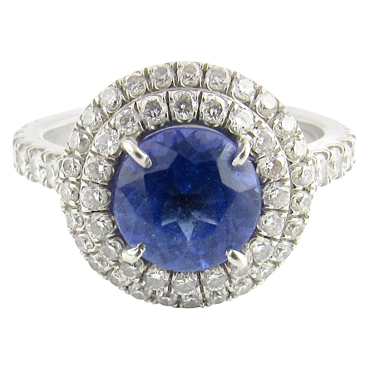 Tanzanite and Diamond Halo Ring