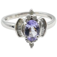 Tanzanite and Diamond Marquise 18 Carat White Gold Ring