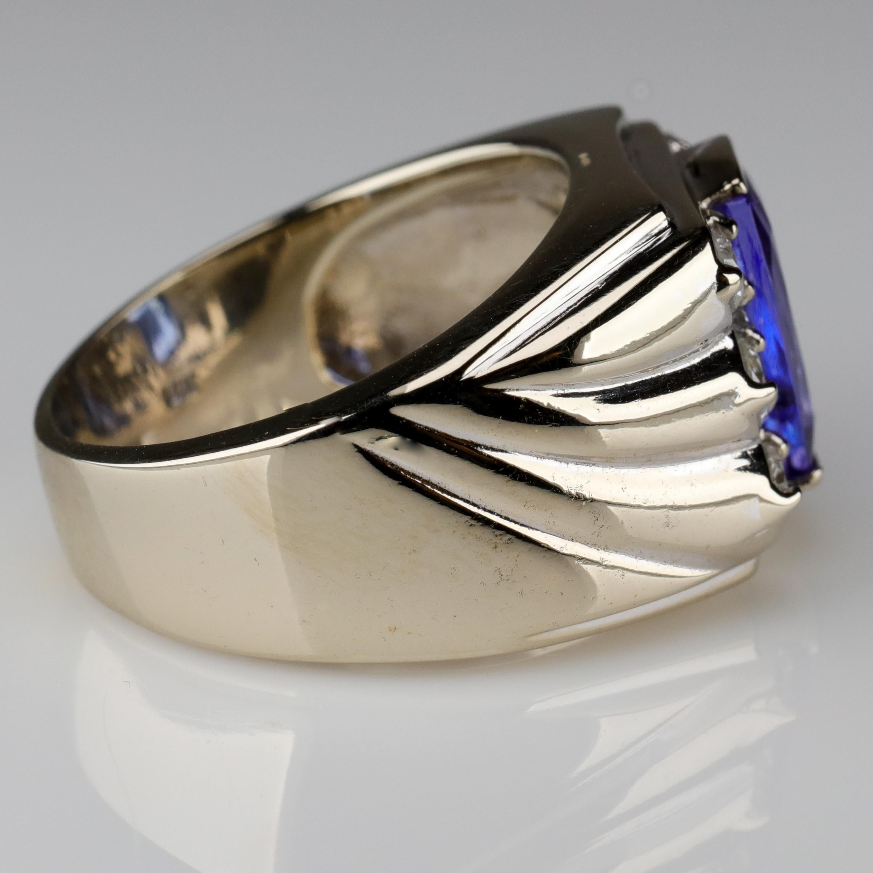 Tanzanite and Diamond Men's Ring Memphis Design Movement 4