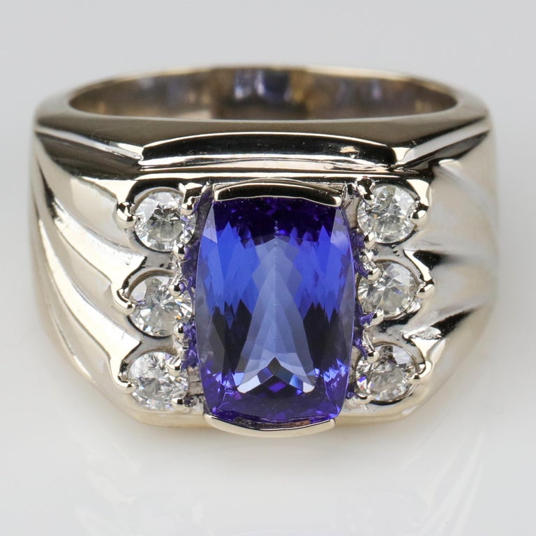 Tanzanite and Diamond Men's Ring Memphis Design Movement at 1stDibs