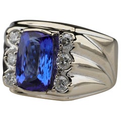 Tanzanite and Diamond Men's Ring Memphis Design Movement