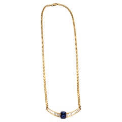 Tanzanite and Diamond Necklace in 18k Yellow Gold