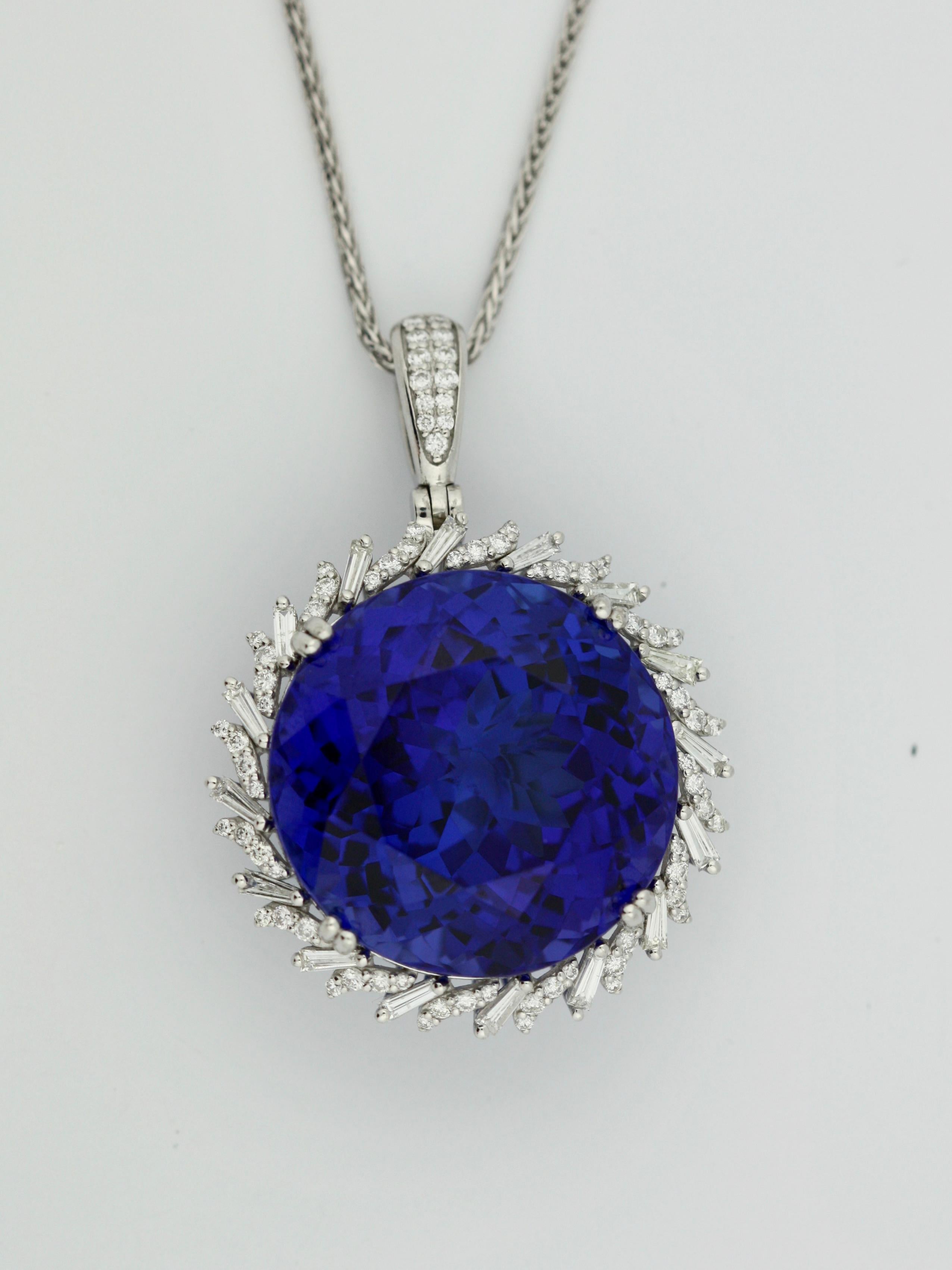 Women's or Men's Tanzanite and Diamond Pendant