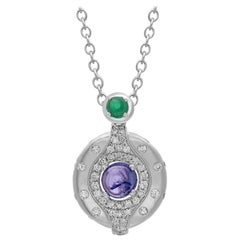 Tanzanite and Diamond Pendant in 18 Karat White Gold