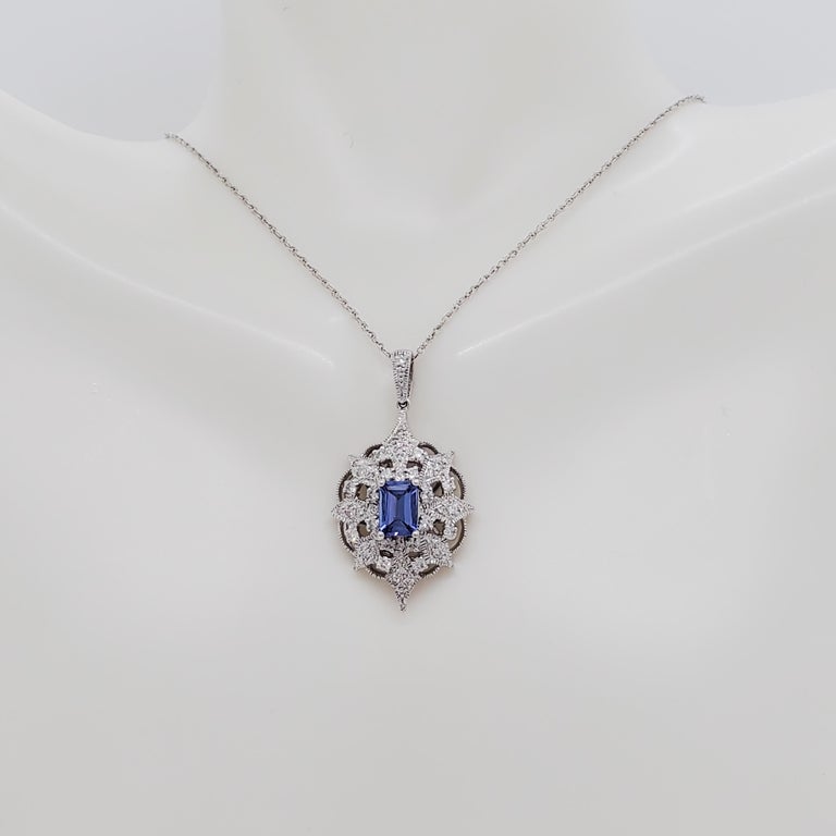 Tanzanite and Diamond Pendant Necklace in 14k White Gold For Sale at ...
