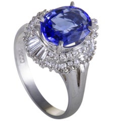 Tanzanite and Diamond Platinum Cocktail Ring