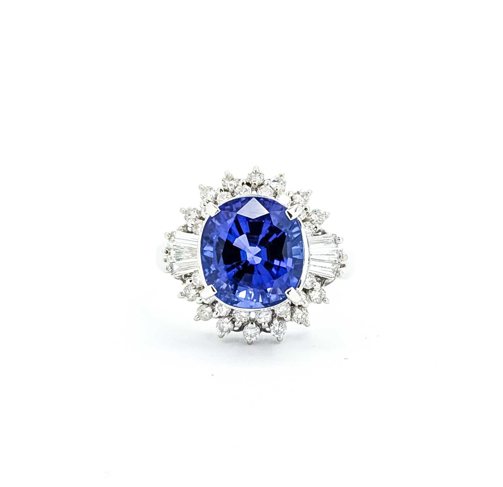 Bague en platine avec tanzanite et diamant en vente 5
