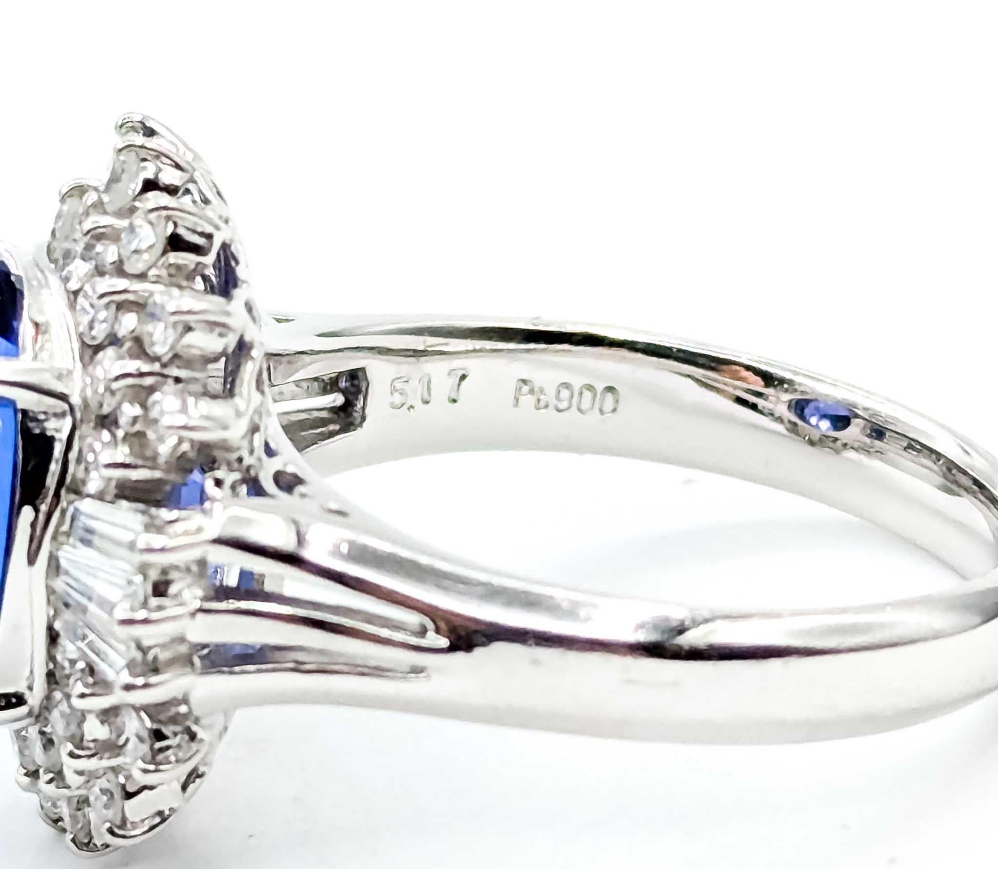 Bague en platine avec tanzanite et diamant en vente 2