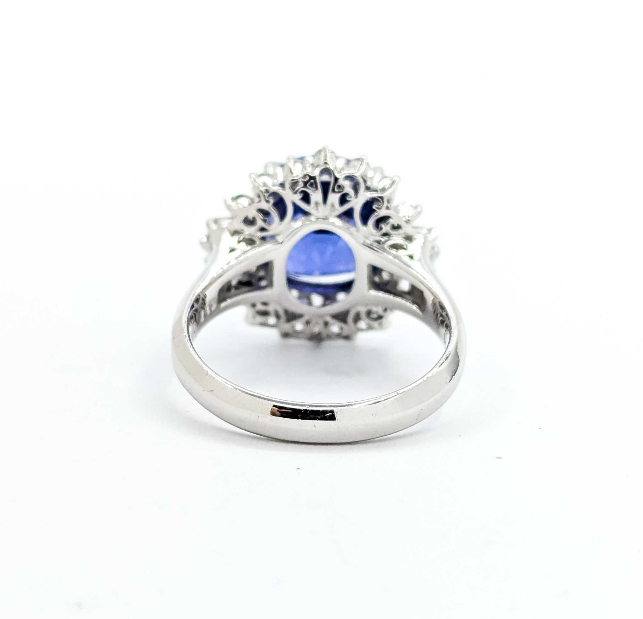 Bague en platine avec tanzanite et diamant en vente 3