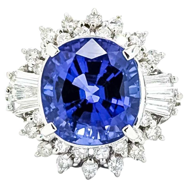 Bague en platine avec tanzanite et diamant