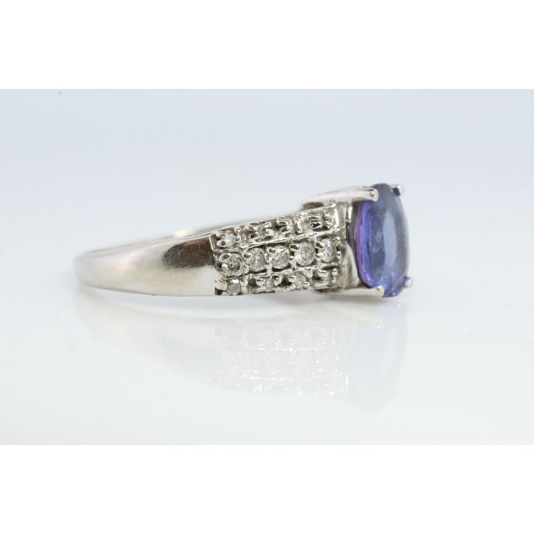 Tanzanite and diamond ring. 14k Blue Tanzanite solitaire. For Sale 3