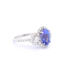 Tanzanite and Diamond Ring 1.85ct Oval in 14K White Gold, Size 7