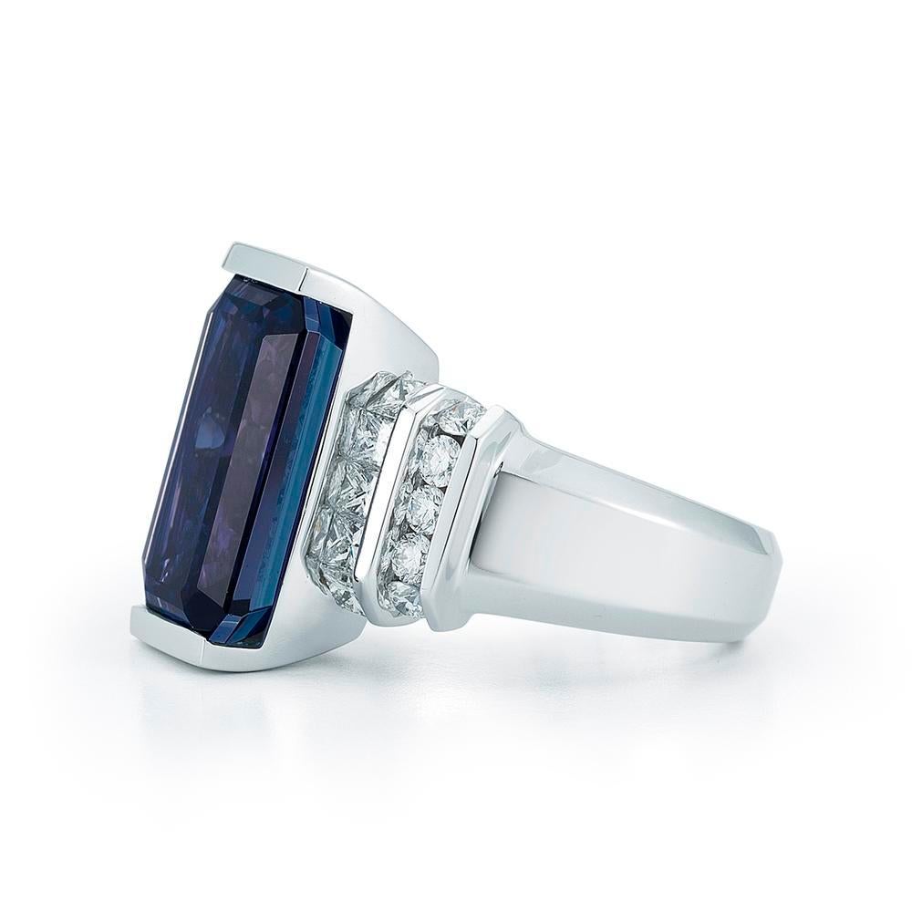 TANZANITE RING WITH DIAMONDS
The finest quality Tanzanite, mined from the foothills of Mount Kilimanjaro, exhibits a rich purplish blue. Takat uses only the best examples of this hue to take center stage in each piece.

Item:	# 01583
Setting:	18K