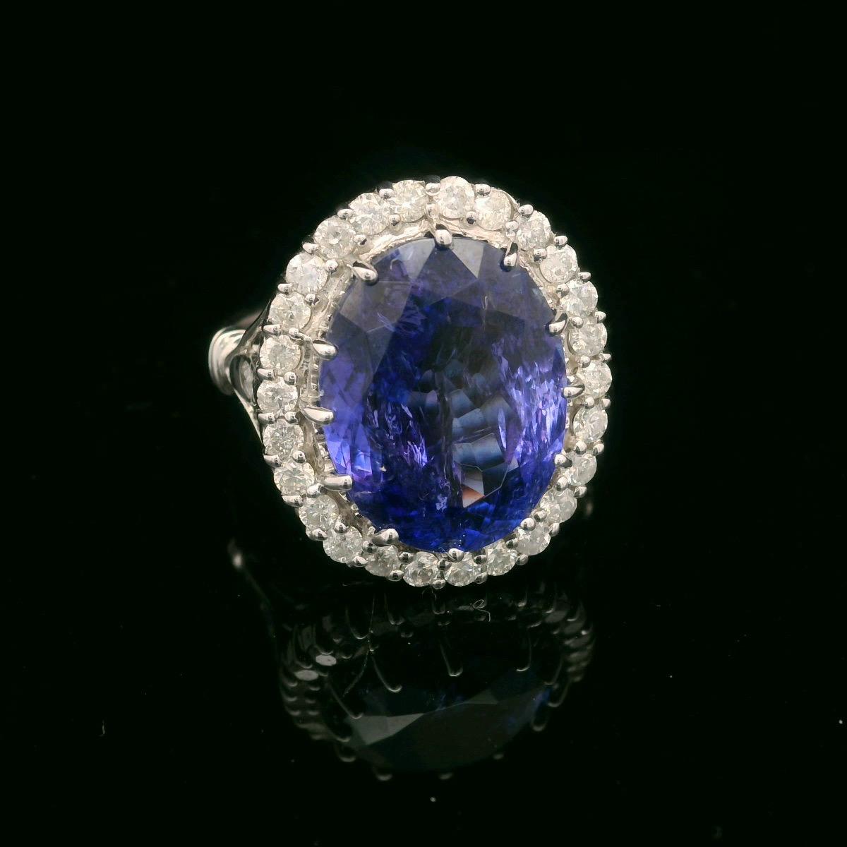 Tansanit und Diamant-Ring im Angebot 7