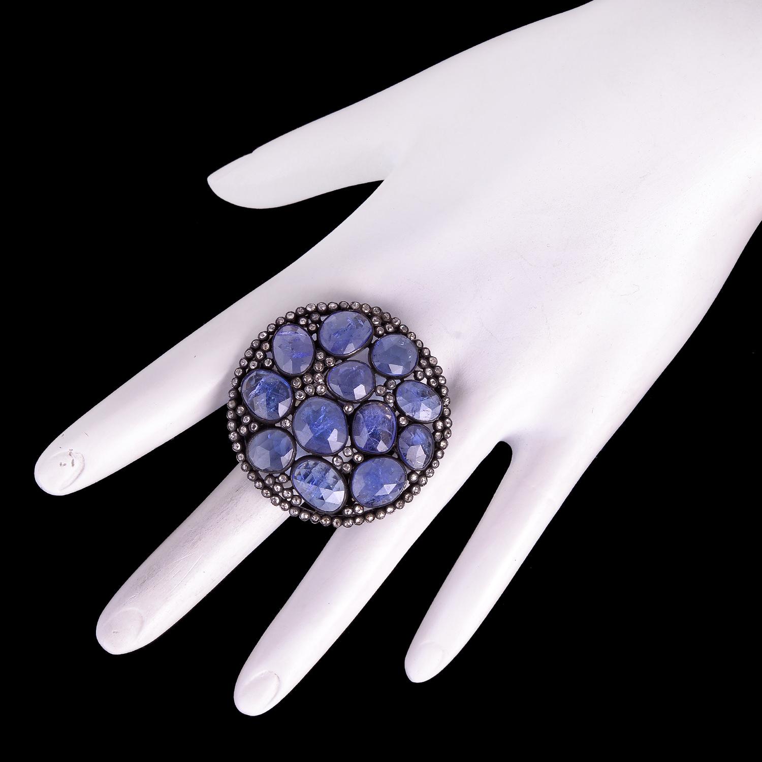 Taille mixte Bague en tanzanite et diamants en vente