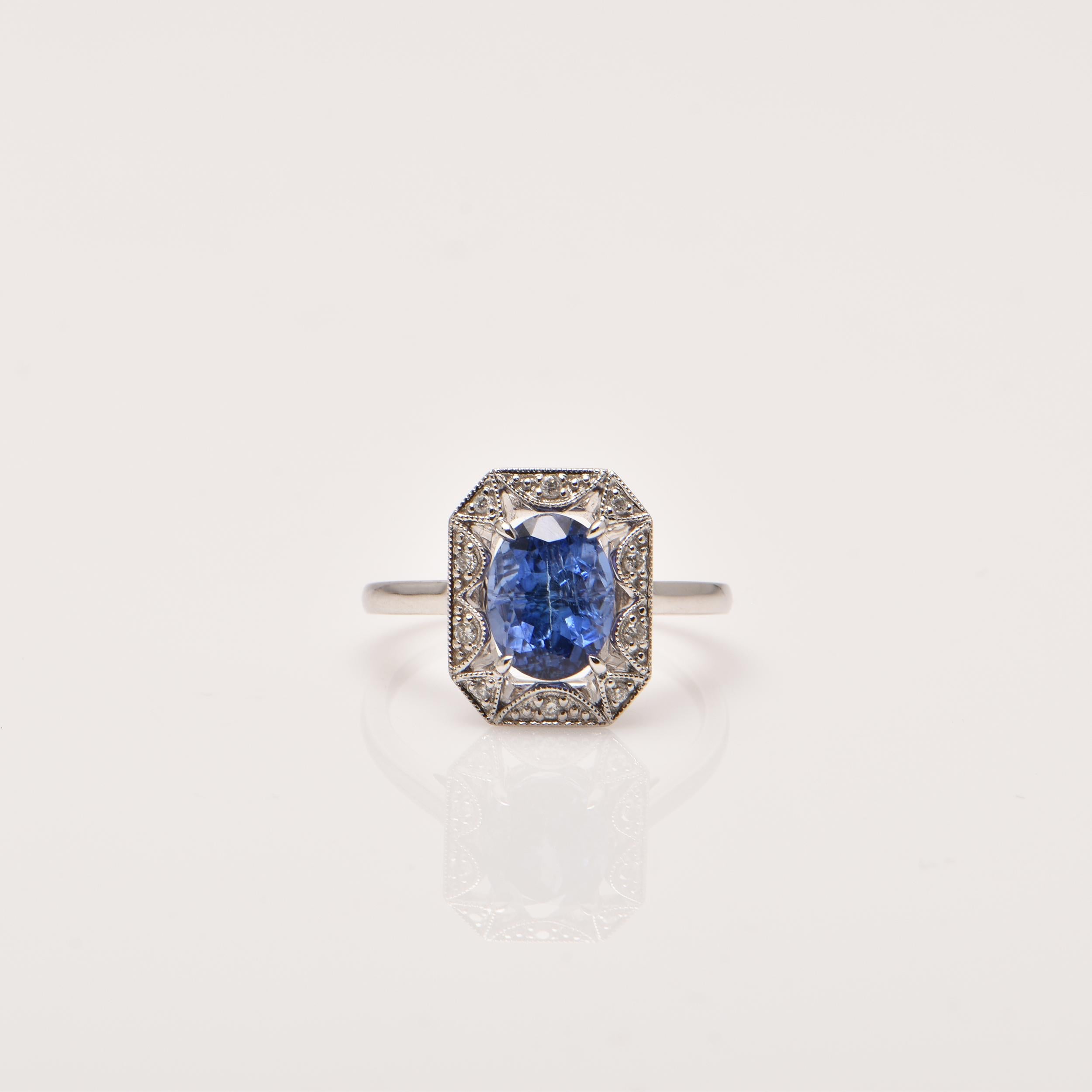 Art Deco Tanzanite and Diamond Ring For Sale