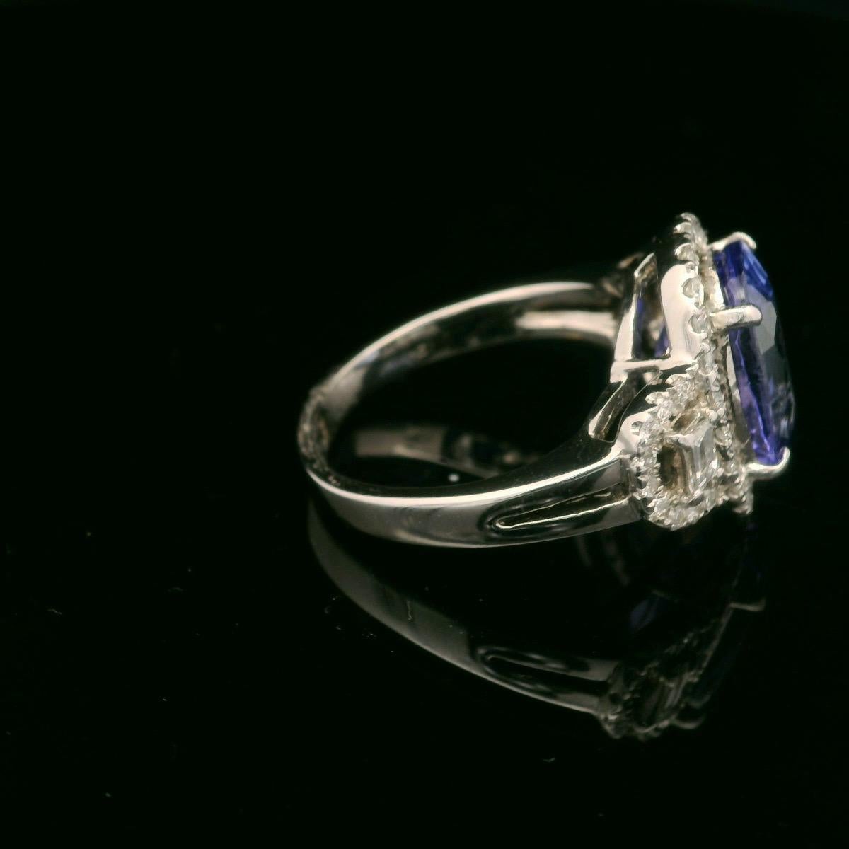 Tansanit und Diamant-Ring für Damen oder Herren im Angebot