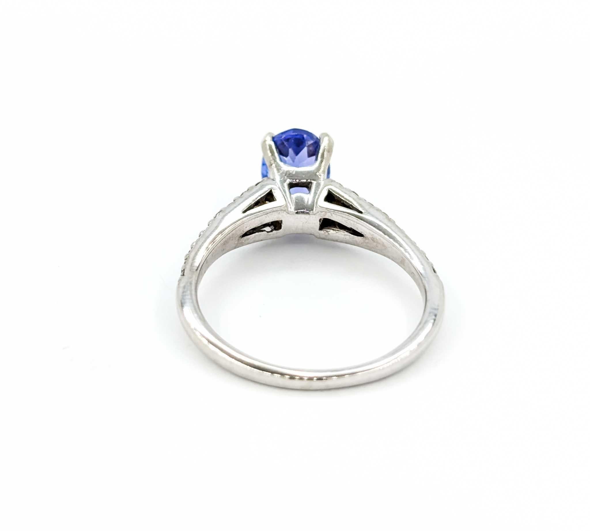 Tanzanite and Diamond Ring in 14k White Gold For Sale 4