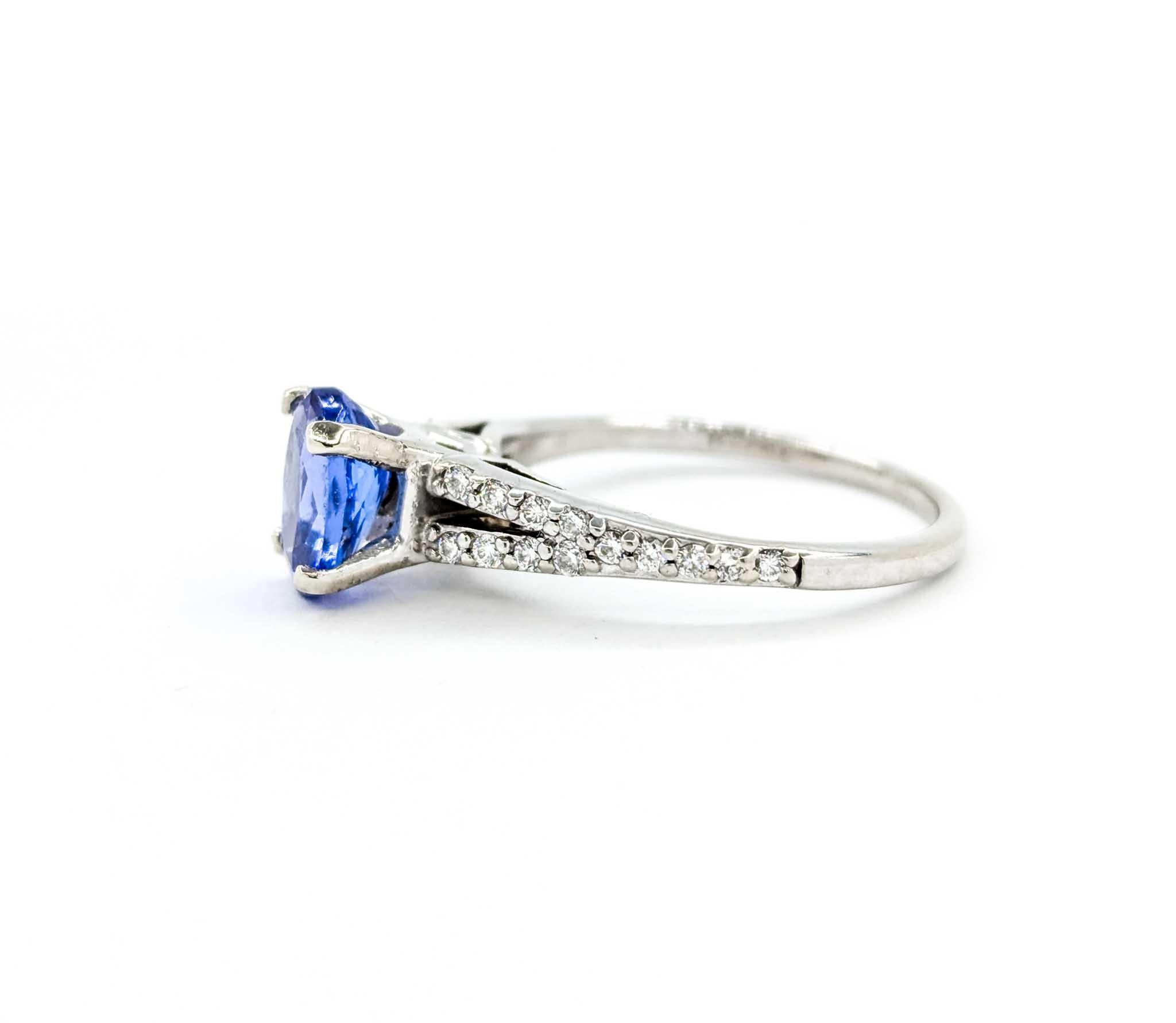 Tanzanite and Diamond Ring in 14k White Gold For Sale 5