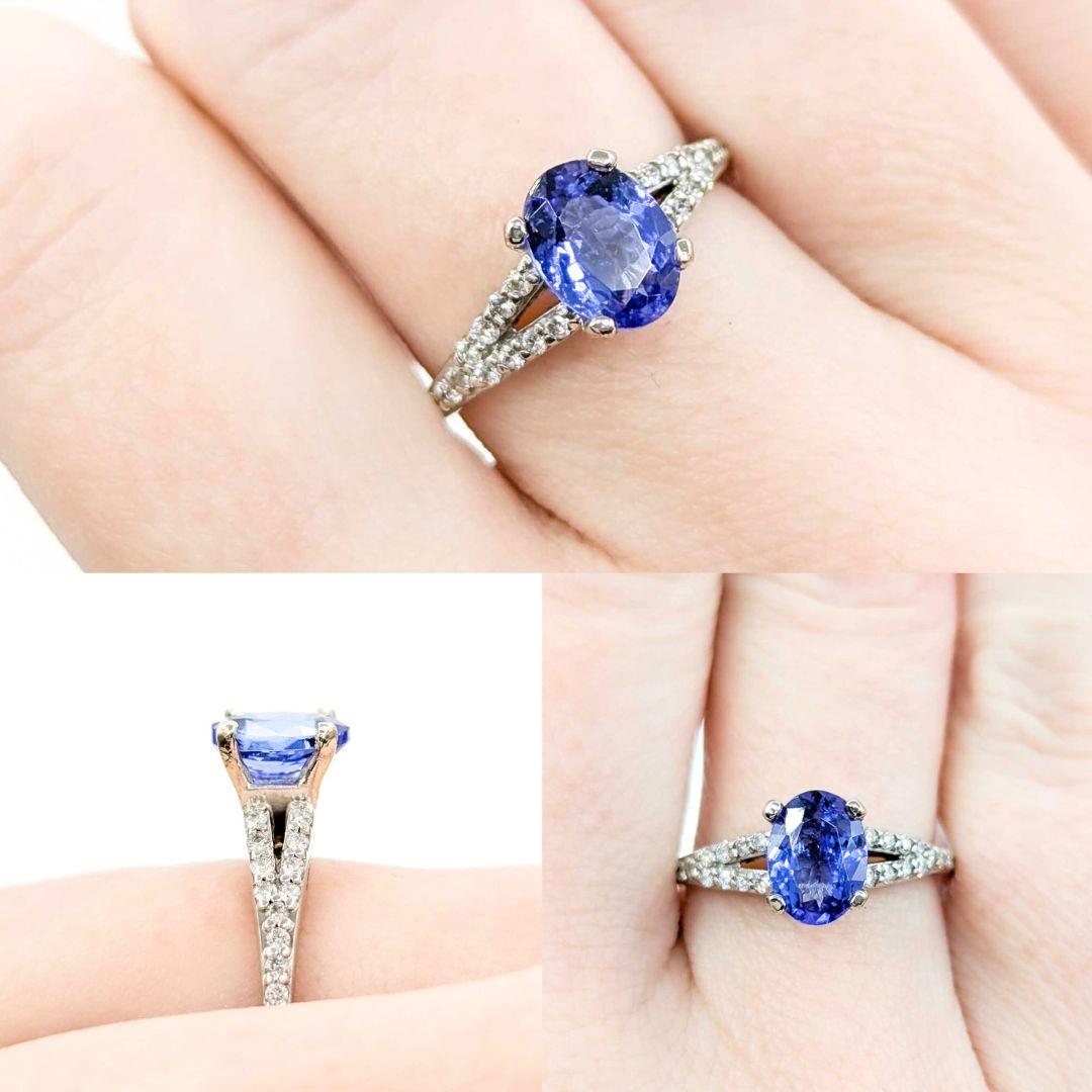 Rich Tanzanite and Diamond Ring in 14k White Gold

This beautiful ring is crafted in 14k white gold and features a stunning tanzanite centerpiece, weighing 1.60ct. Tanzanite, the birthstone for December, is a rare gemstone discovered in 1967 in