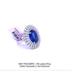 Tanzanite and Diamond Ring in 14K White Gold
