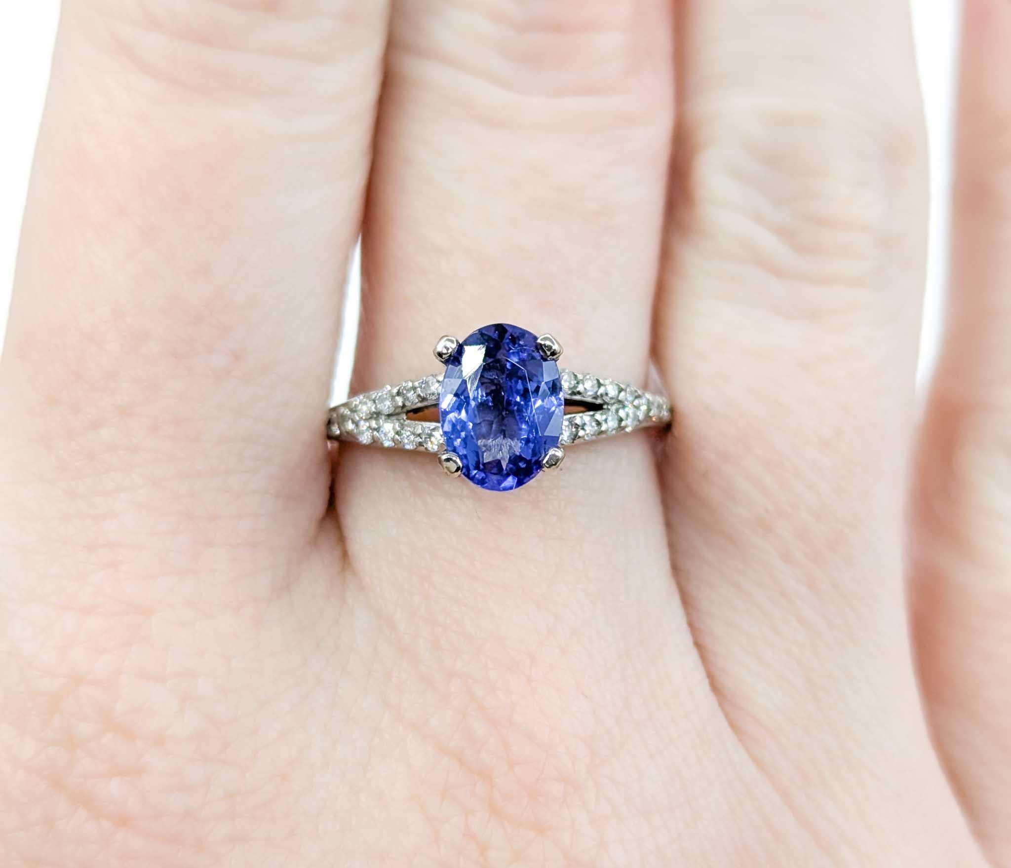 Women's Tanzanite and Diamond Ring in 14k White Gold For Sale