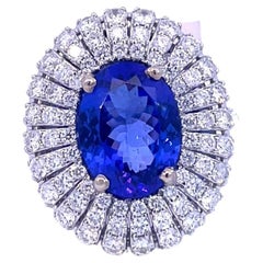 Tanzanite and Diamond Ring in 14K White Gold