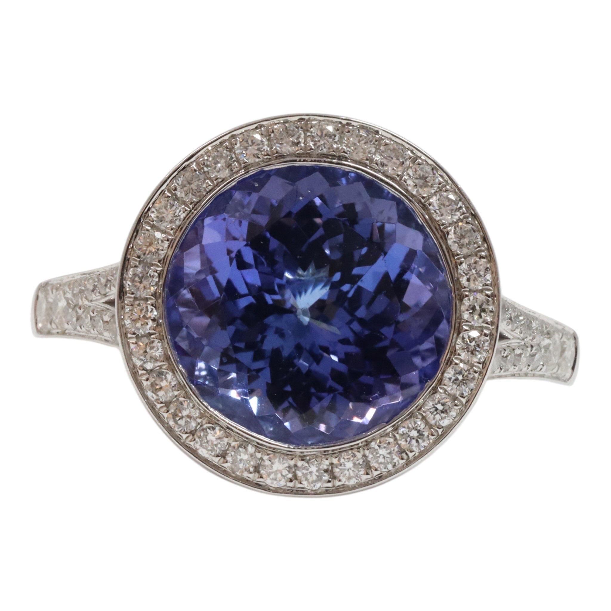 Tanzanite and Diamond ring in platinum