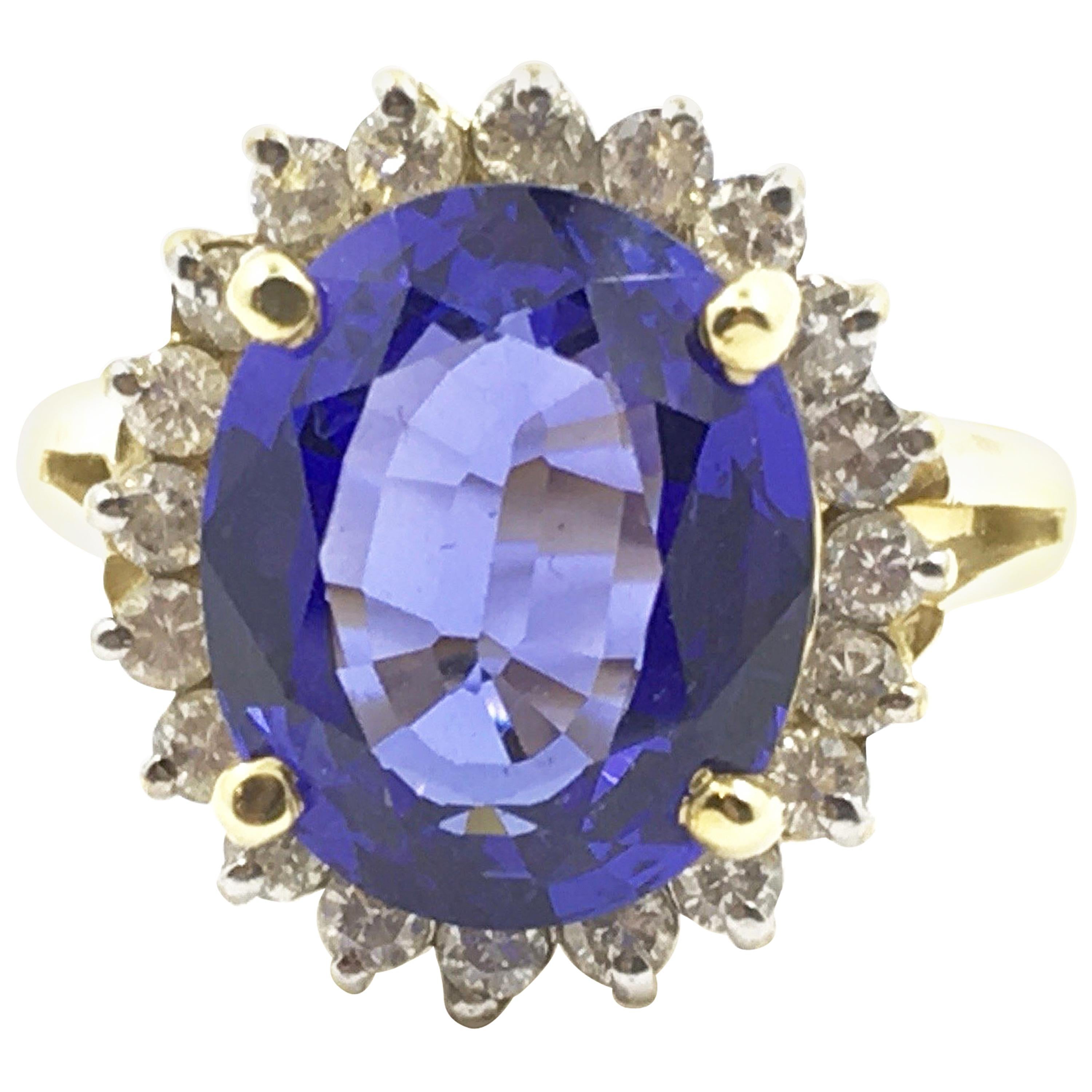 Tanzanite and Diamond Ring Set in 14 Karat Gold #21-12139 For Sale