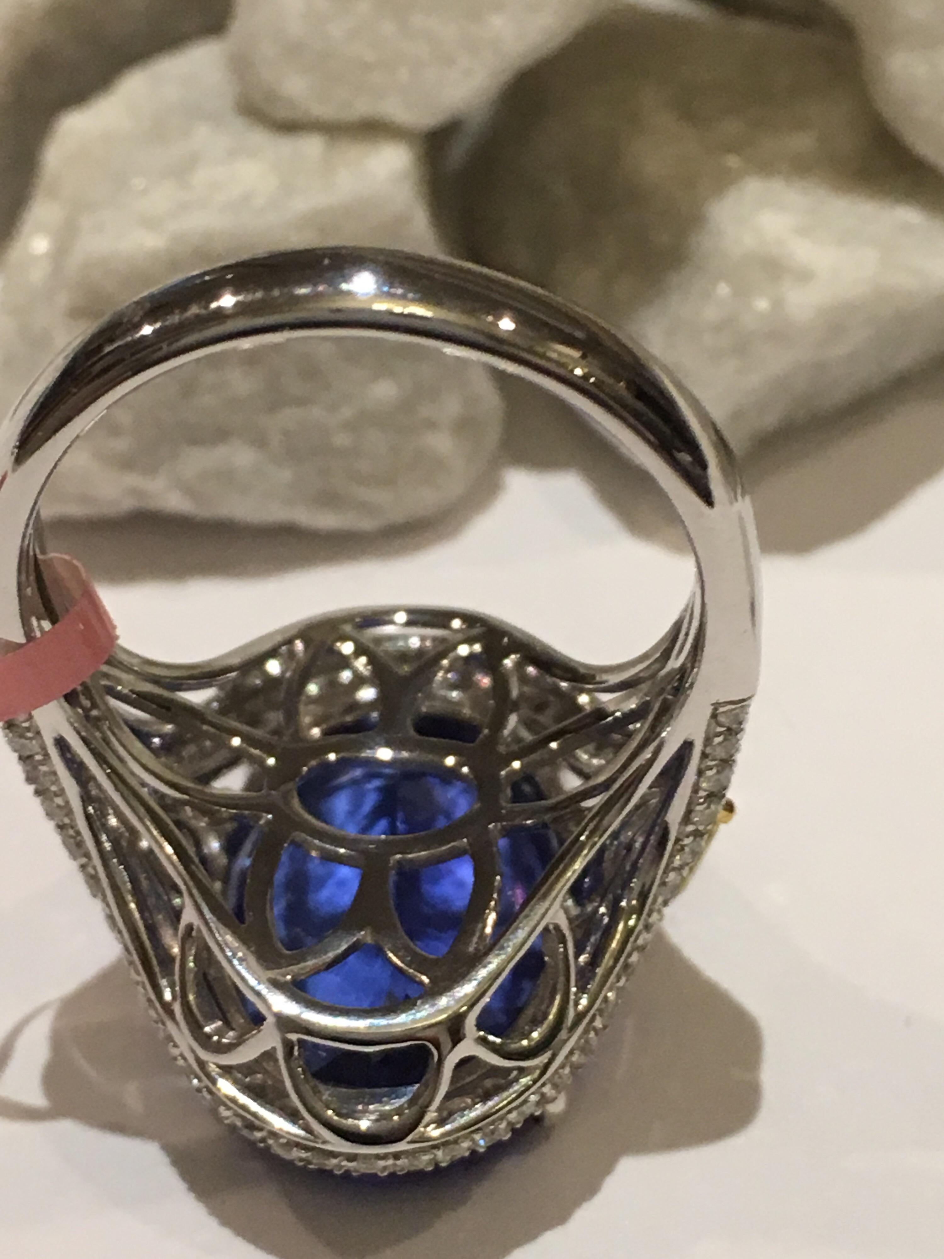 Women's Tanzanite and Diamond Ring Set in 14 Karat White Gold