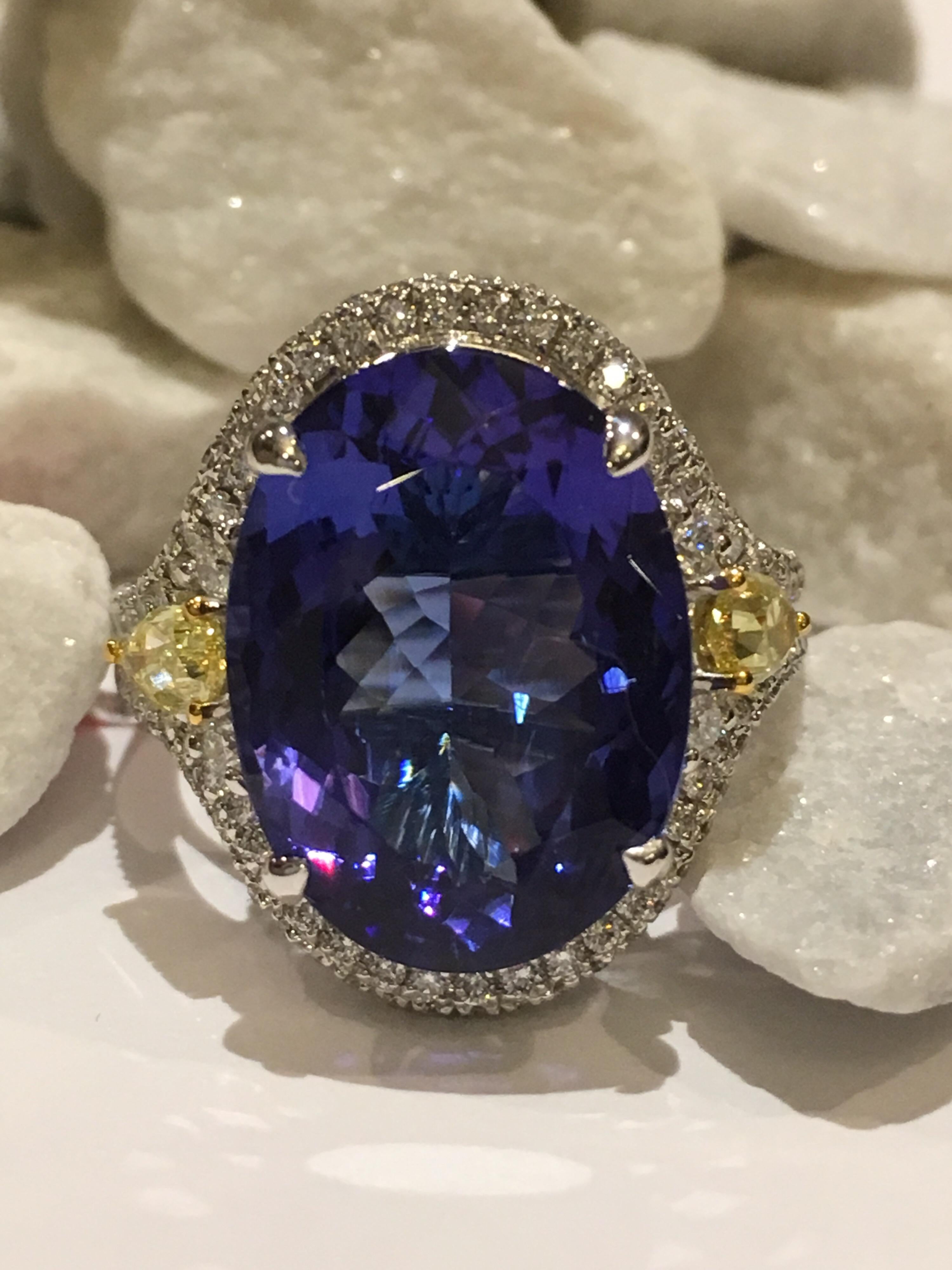 Tanzanite and Diamond Ring Set in 14 Karat White Gold 1