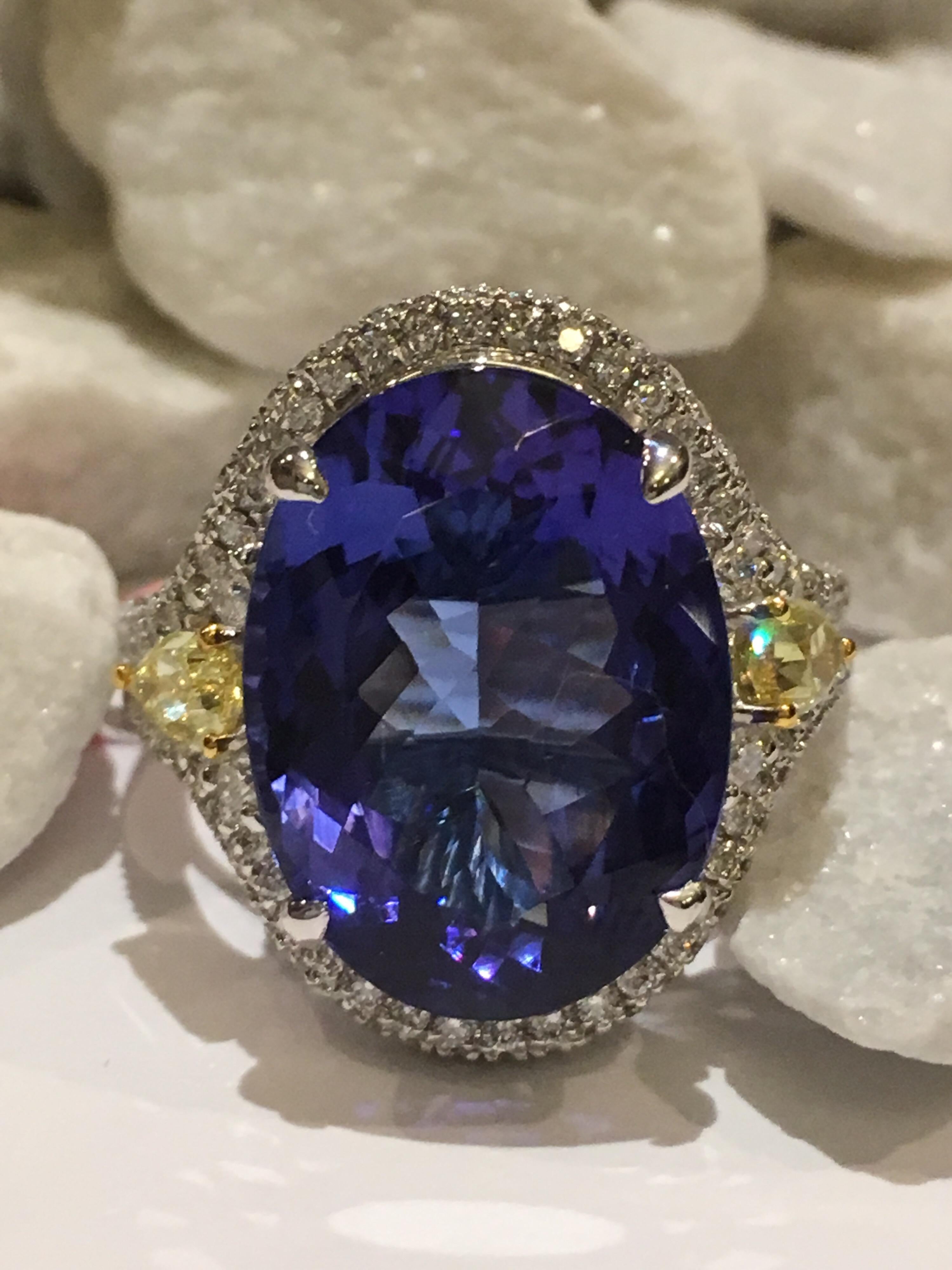 Tanzanite and Diamond Ring Set in 14 Karat White Gold 2