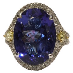 Tanzanite and Diamond Ring Set in 14 Karat White Gold