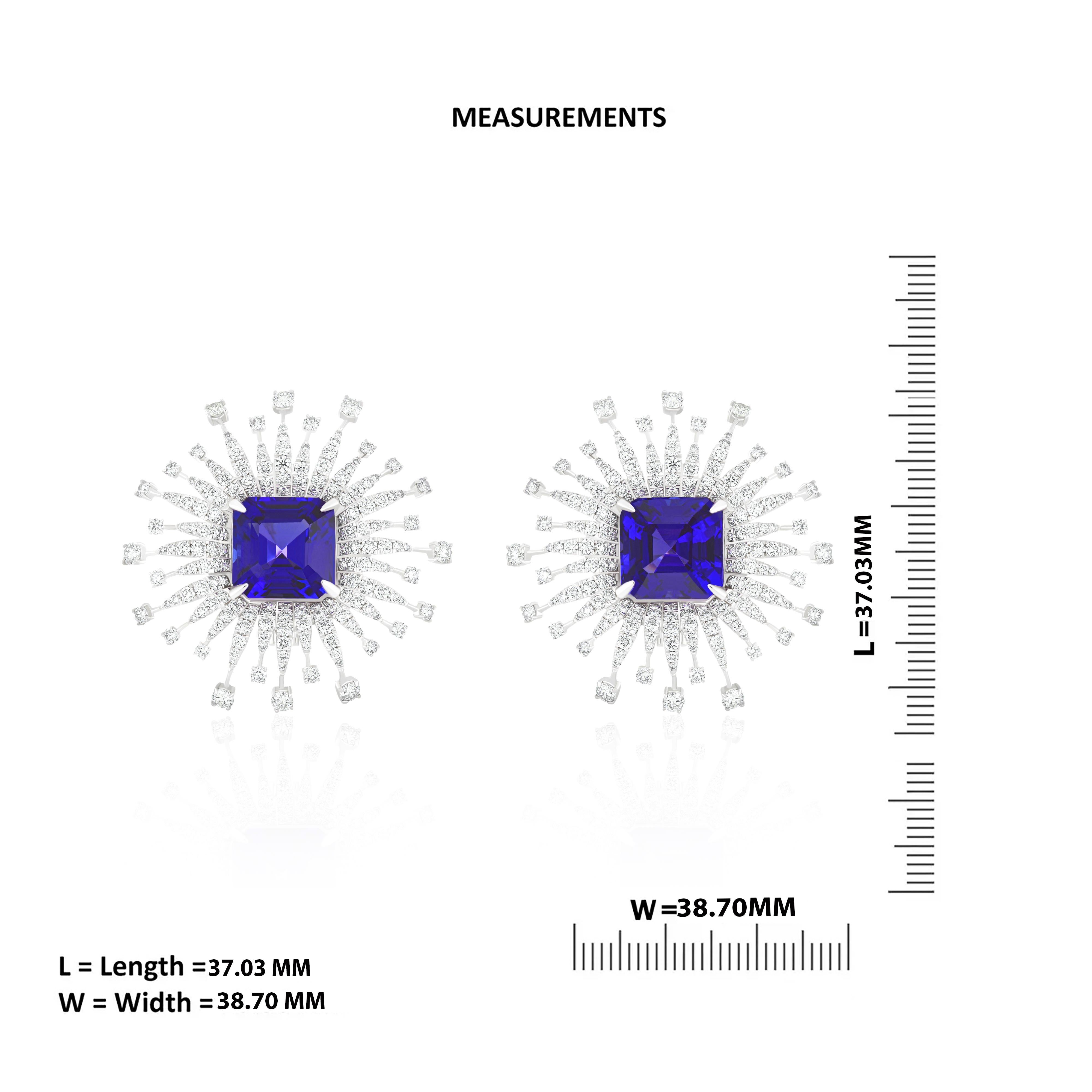 Orecchini con tanzanite e diamanti  in oro bianco 18 carati In condizioni Nuovo in vendita a JAIPUR, IN