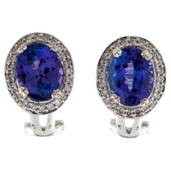 Tanzanite and Diamond Stunning Earclips