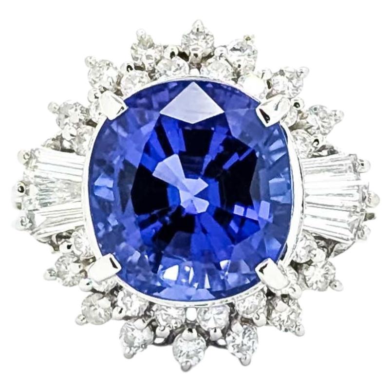 Ring im Vintage-Stil mit Tansanit und Diamanten aus Platin