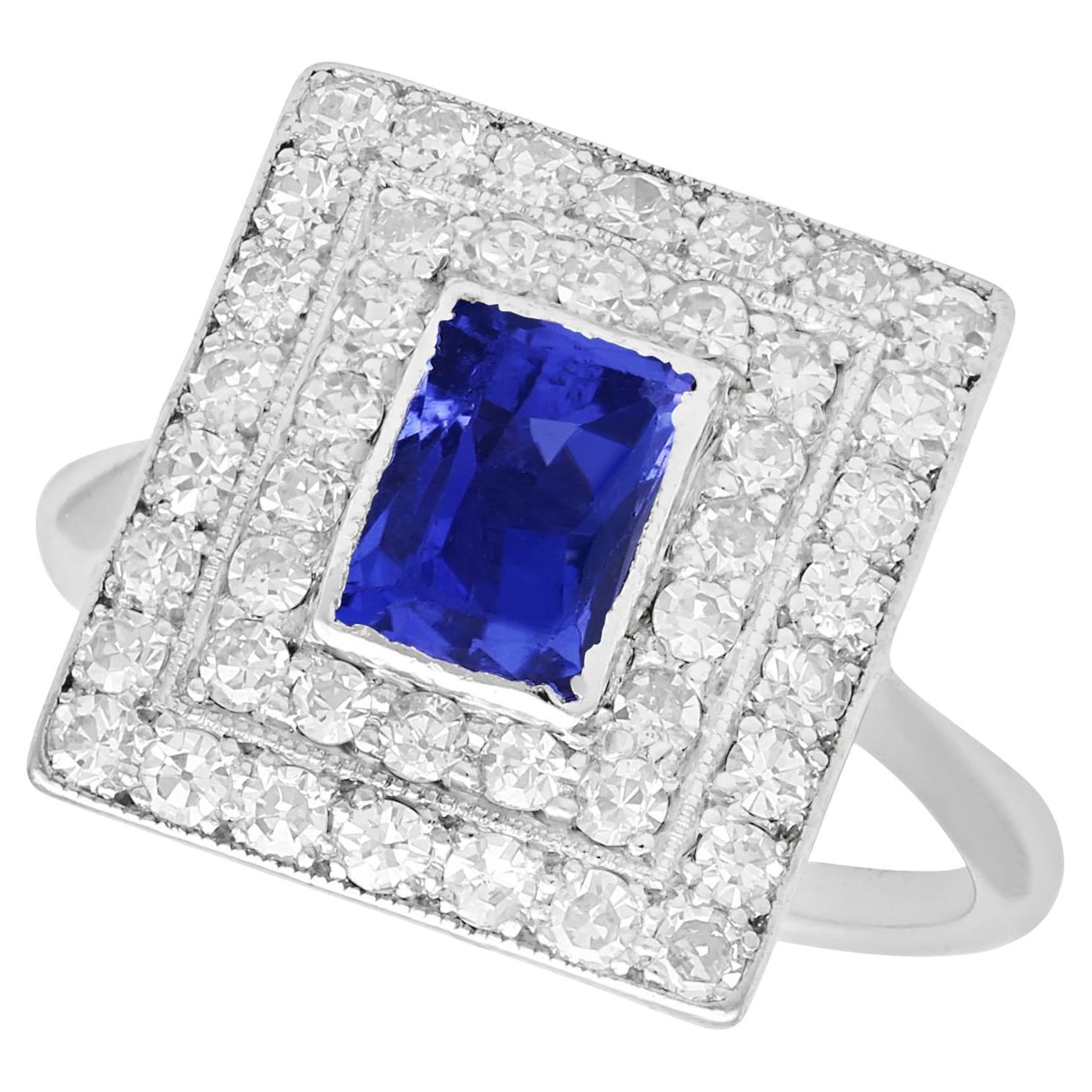 Tanzanite and Diamond White Gold Cocktail Ring For Sale