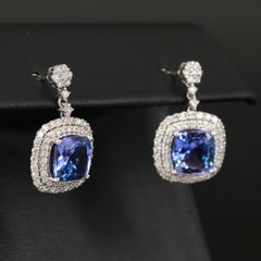 Tanzanite and Diamonds Double Halo Earrings for women