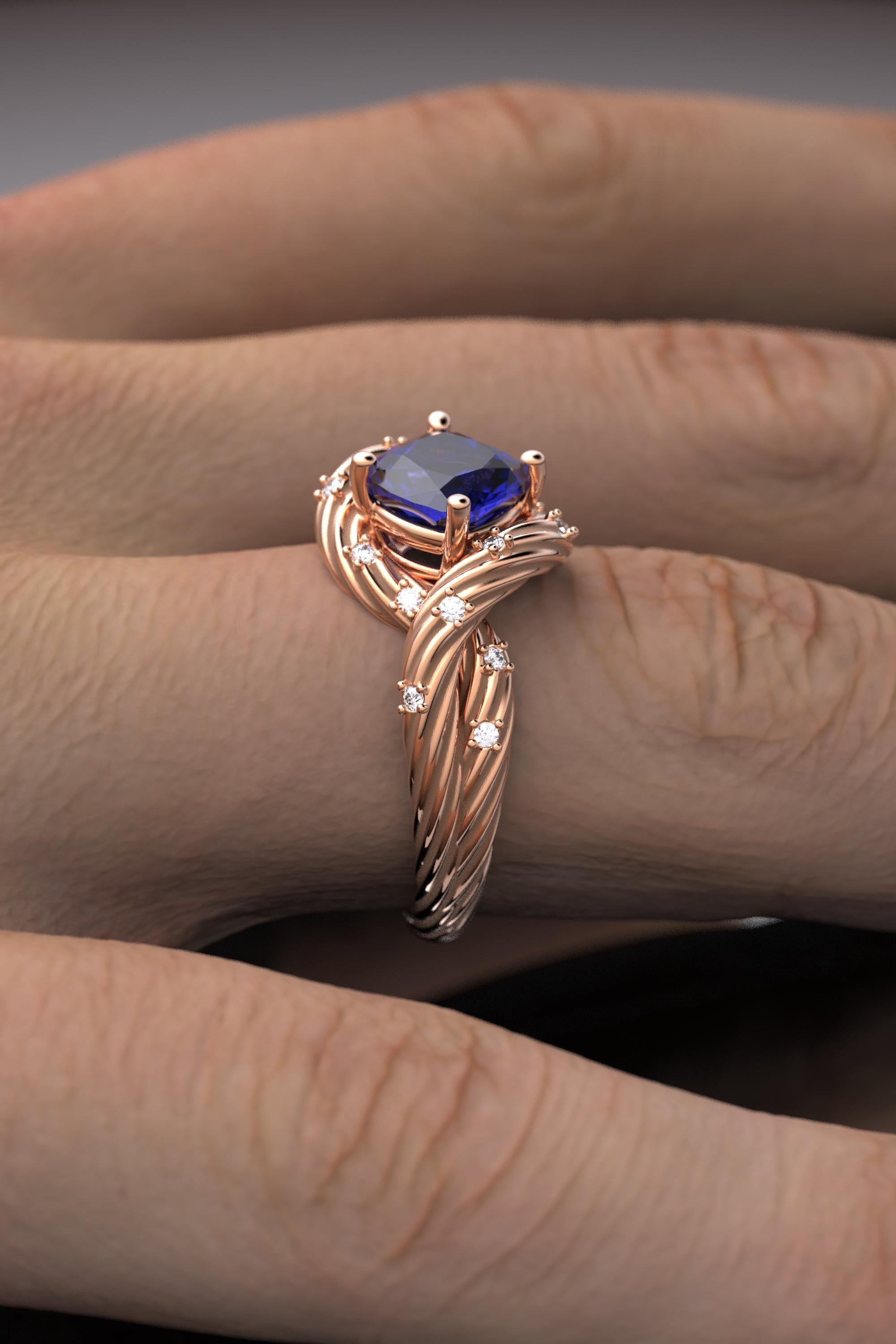For Sale:  Tanzanite and Diamonds Statement Ring in 18k Solid Gold, Italian Fine Jewelry 10