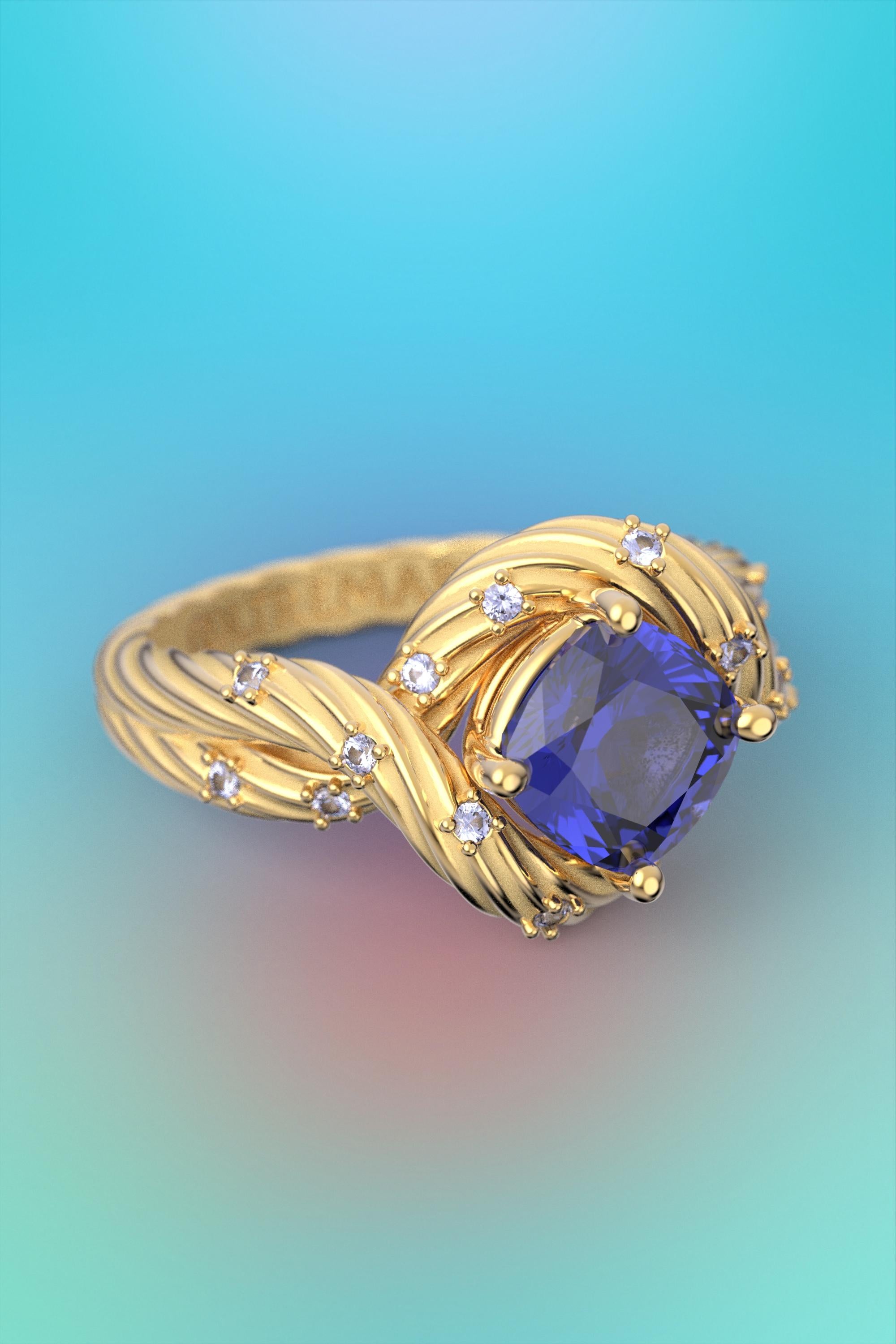 For Sale:  Tanzanite and Diamonds Statement Ring in 18k Solid Gold, Italian Fine Jewelry 12
