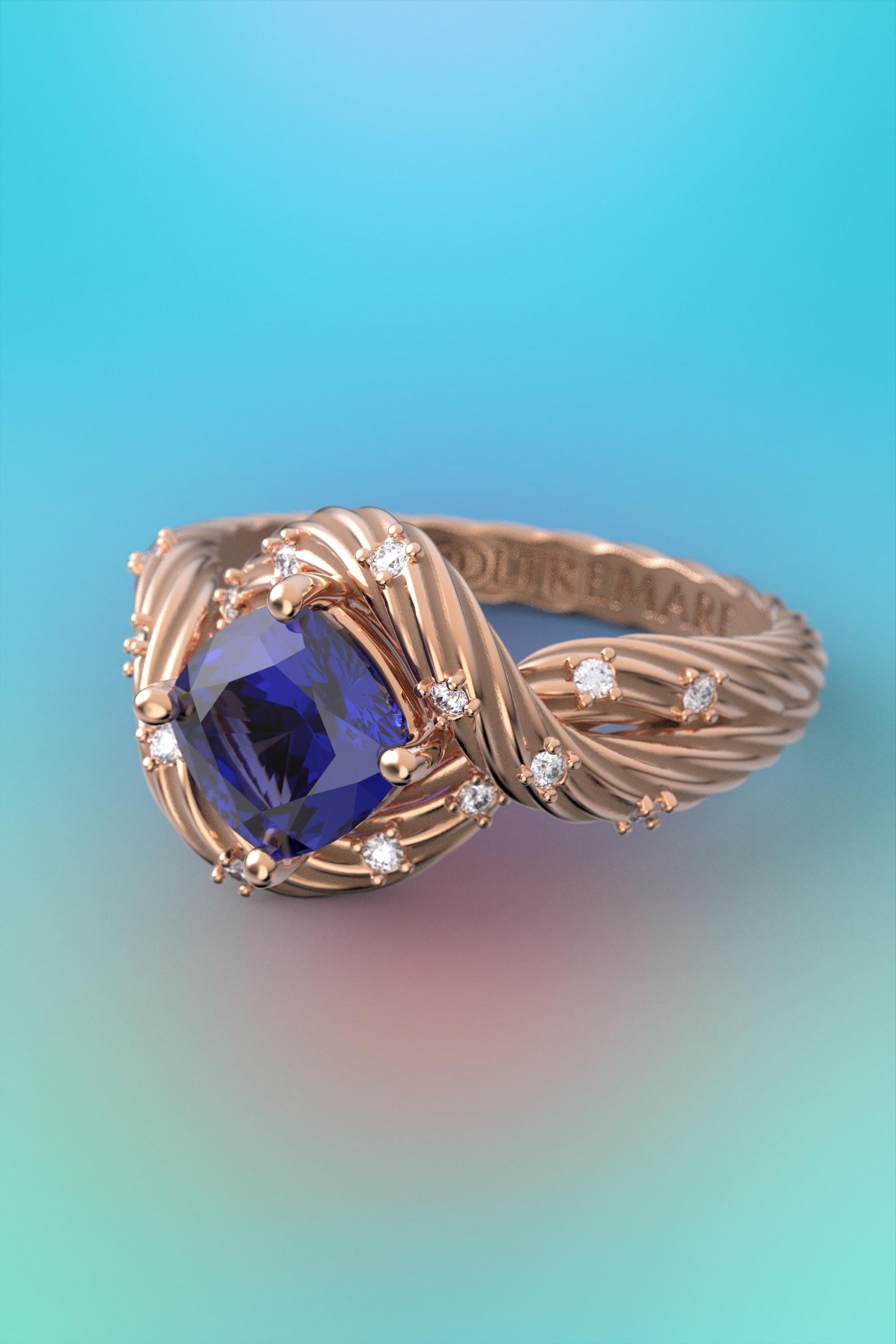 For Sale:  Tanzanite and Diamonds Statement Ring in 18k Solid Gold, Italian Fine Jewelry 13