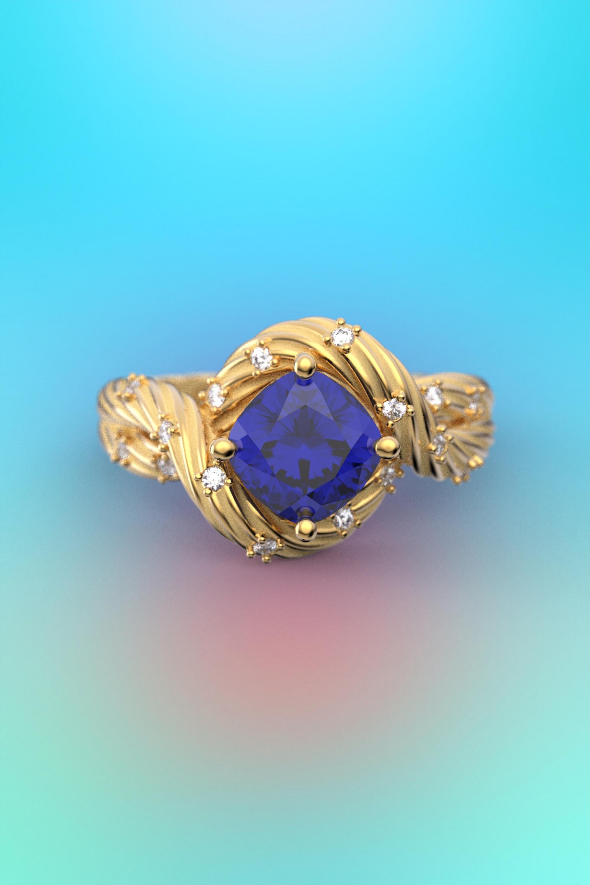 For Sale:  Tanzanite and Diamonds Statement Ring in 18k Solid Gold, Italian Fine Jewelry 17